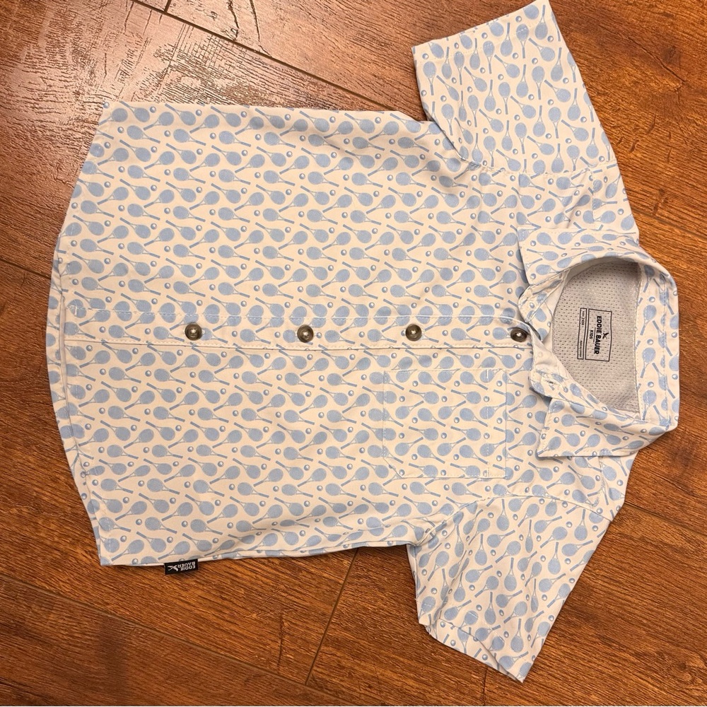 Eddie Bauer Kids Light Blue and Cream Button Down Shirt